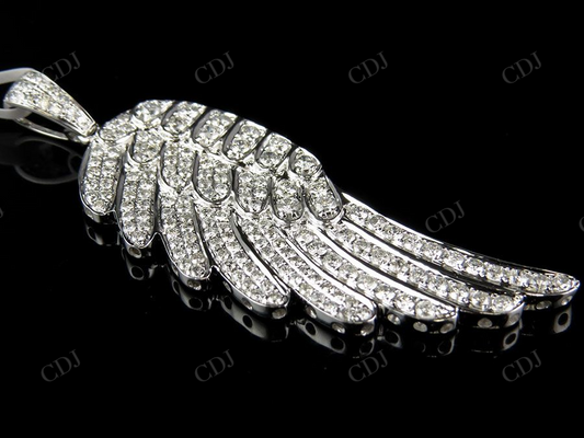 Sterling Silver Moissanite Single Angel Wing Charm Pendant Hip Hop Pendent CustomDiamJewel