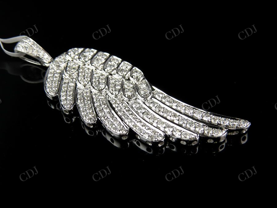 Sterling Silver Moissanite Single Angel Wing Charm Pendant Hip Hop Pendent CustomDiamJewel