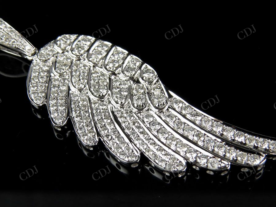 Sterling Silver Moissanite Single Angel Wing Charm Pendant Hip Hop Pendent CustomDiamJewel