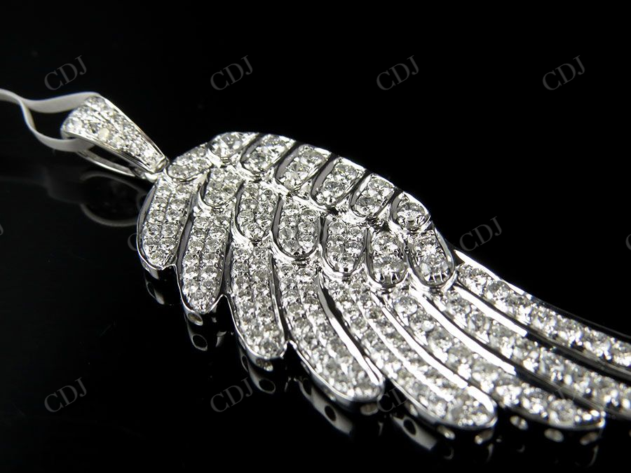 Sterling Silver Moissanite Single Angel Wing Charm Pendant Hip Hop Pendent CustomDiamJewel
