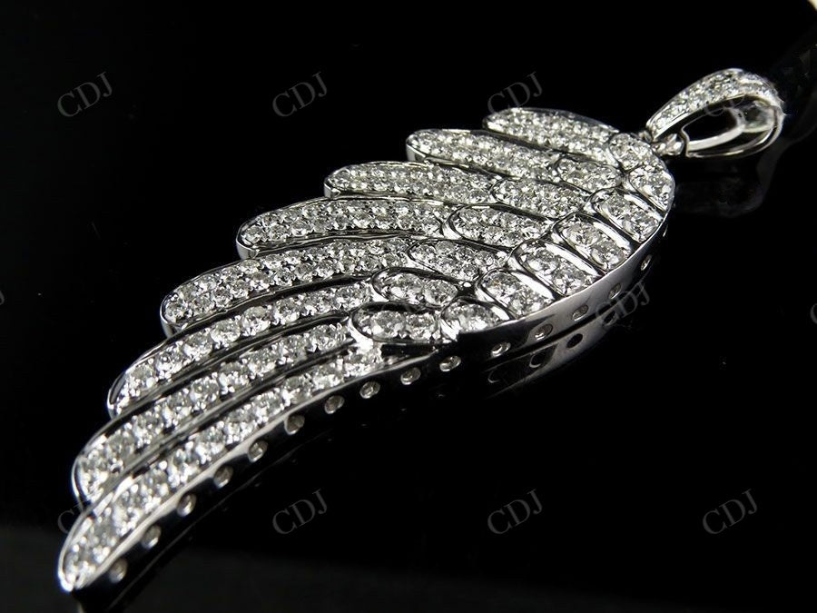 Sterling Silver Moissanite Single Angel Wing Charm Pendant Hip Hop Pendent CustomDiamJewel