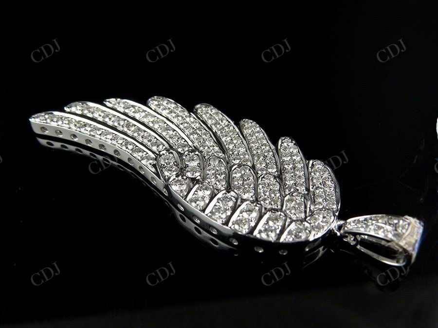 Sterling Silver Moissanite Single Angel Wing Charm Pendant Hip Hop Pendent CustomDiamJewel