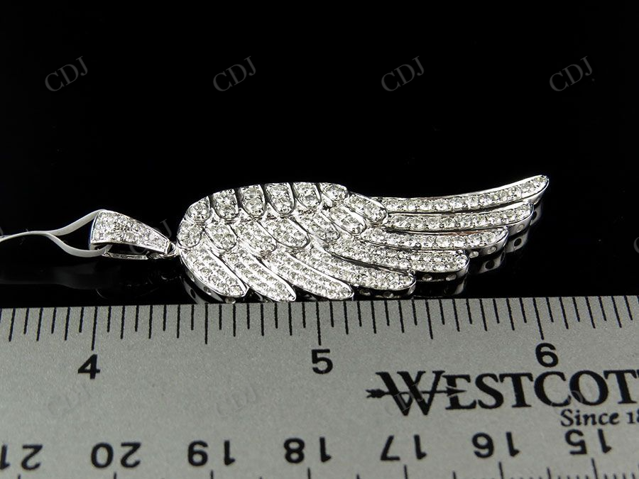 Sterling Silver Moissanite Single Angel Wing Charm Pendant Hip Hop Pendent CustomDiamJewel