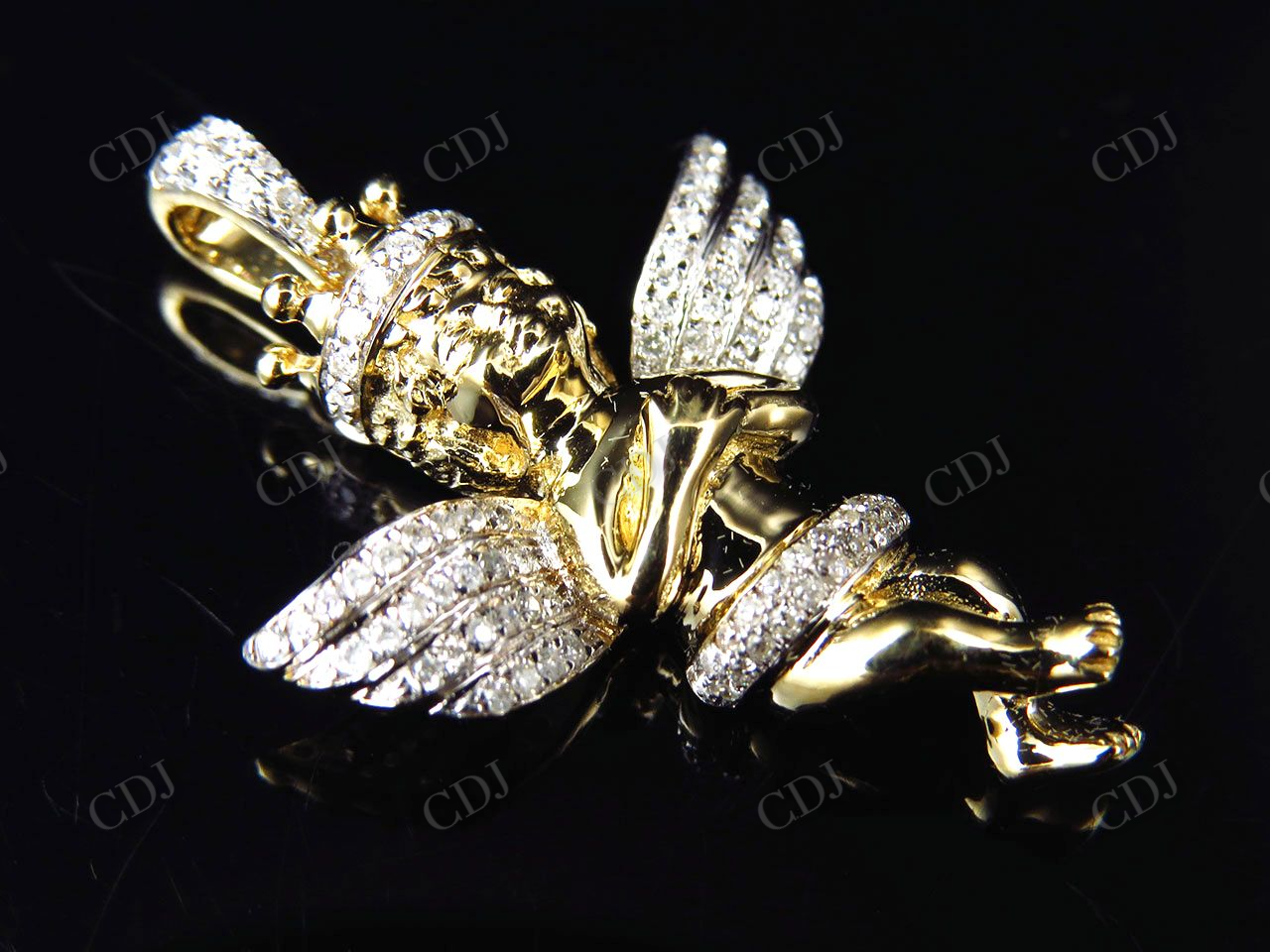 0.45 CTW VVS Moissanite Crowned Angel Pendant Hip Hop Pendent CustomDiamJewel