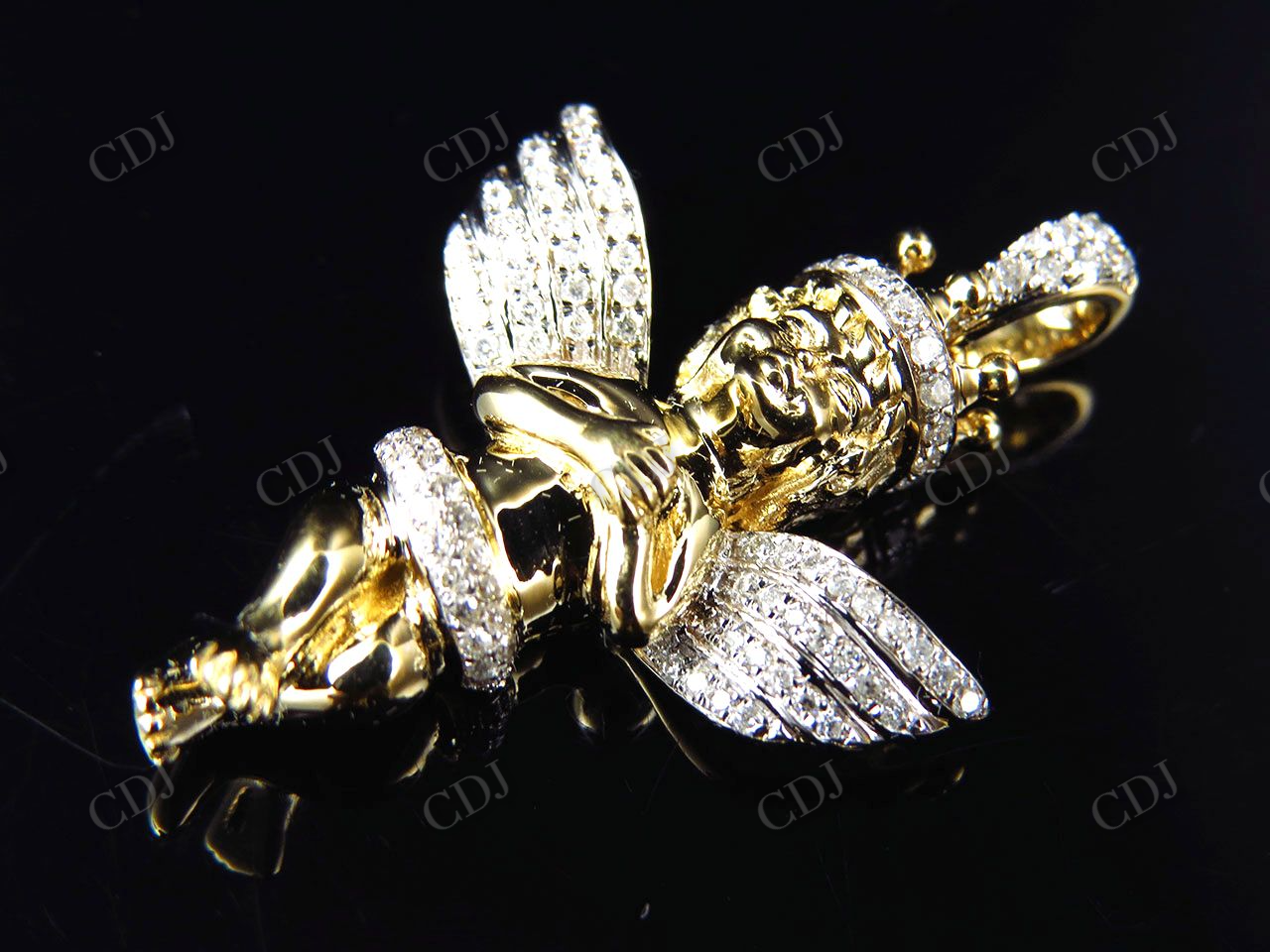 0.45 CTW VVS Moissanite Crowned Angel Pendant Hip Hop Pendent CustomDiamJewel