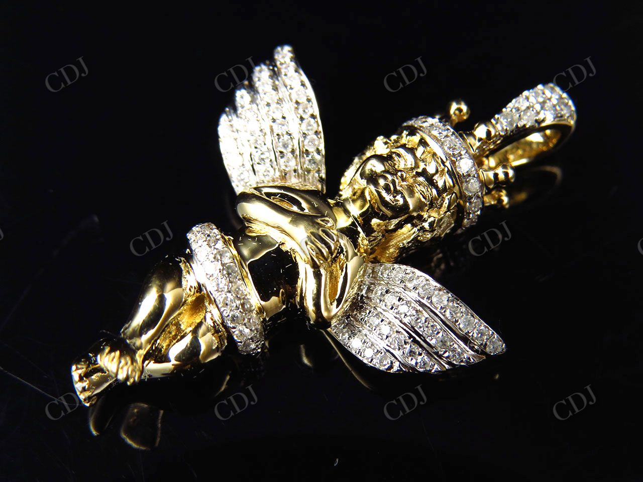 0.45 CTW VVS Moissanite Crowned Angel Pendant Hip Hop Pendent CustomDiamJewel