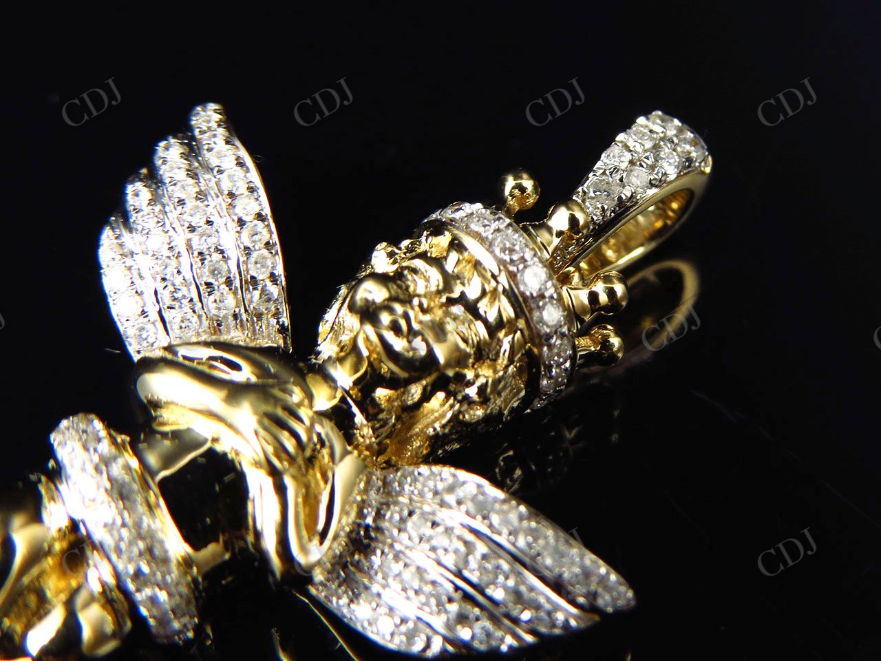 0.45 CTW VVS Moissanite Crowned Angel Pendant Hip Hop Pendent CustomDiamJewel