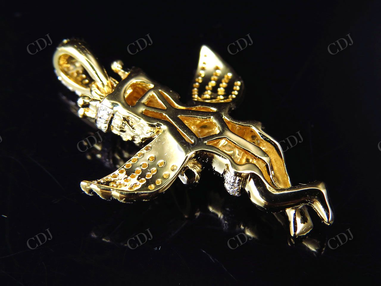 0.45 CTW VVS Moissanite Crowned Angel Pendant Hip Hop Pendent CustomDiamJewel