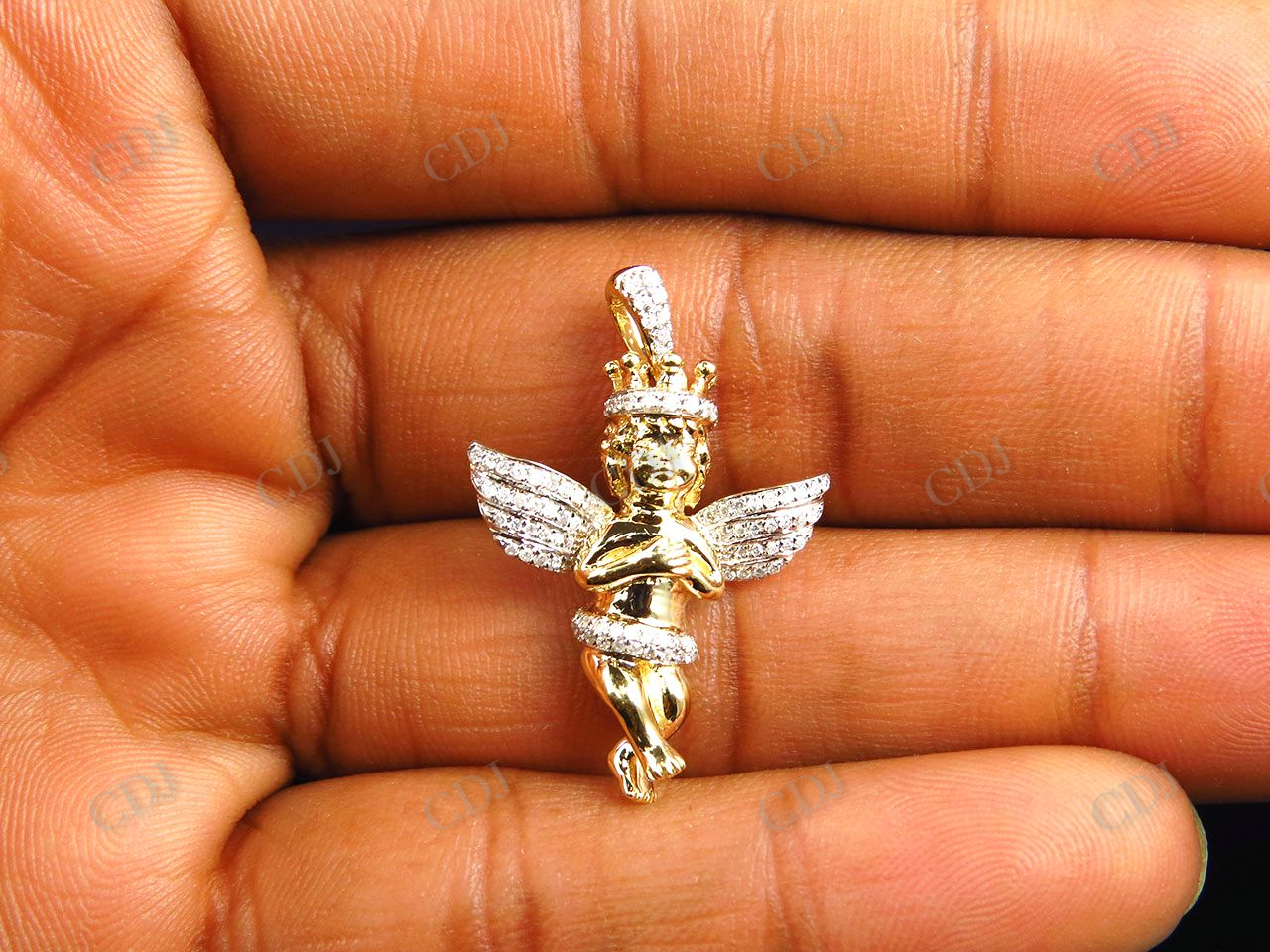 0.45 CTW VVS Moissanite Crowned Angel Pendant Hip Hop Pendent CustomDiamJewel