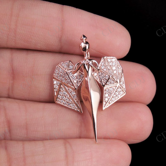 925 Sterling Silver Moissanite Real Diamond Angel Pendant Hip Hop Pendent CustomDiamJewel