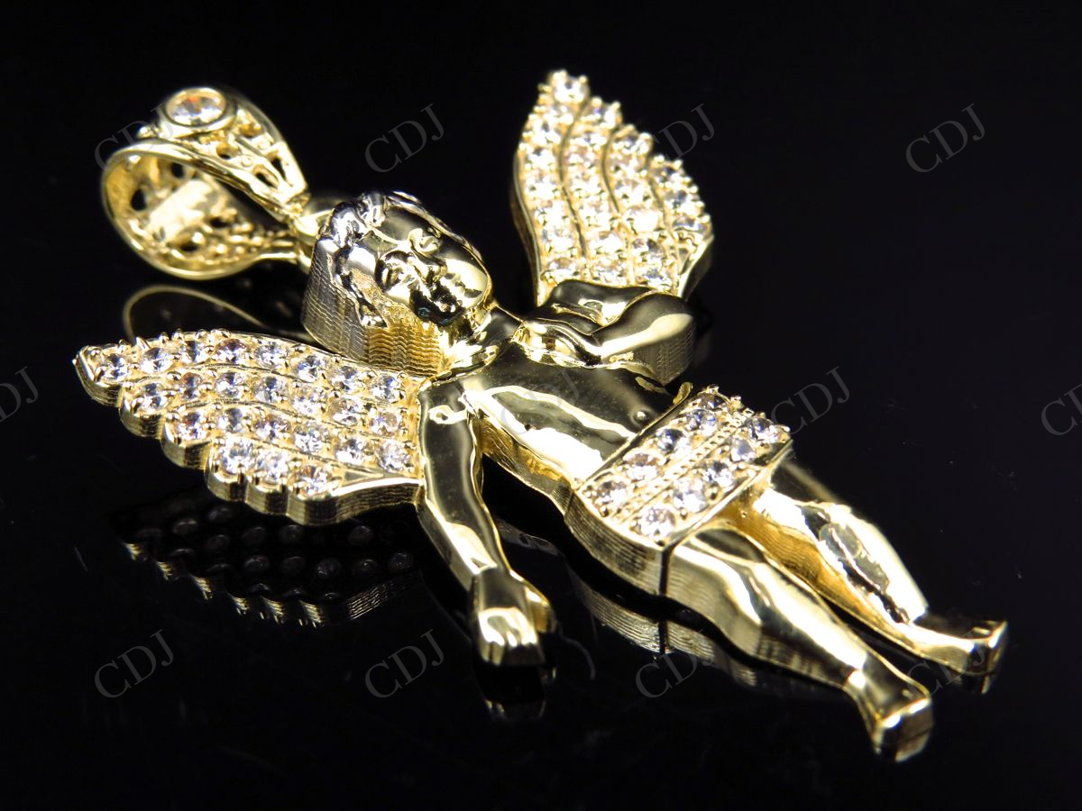 925 Sterling Silver Moissanite Simulated Diamond Angel Pendant Hip Hop Pendent CustomDiamJewel