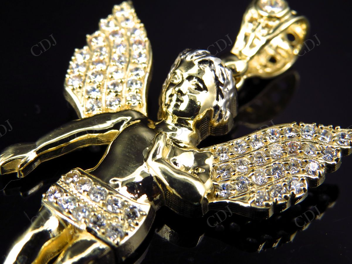 925 Sterling Silver Moissanite Simulated Diamond Angel Pendant Hip Hop Pendent CustomDiamJewel