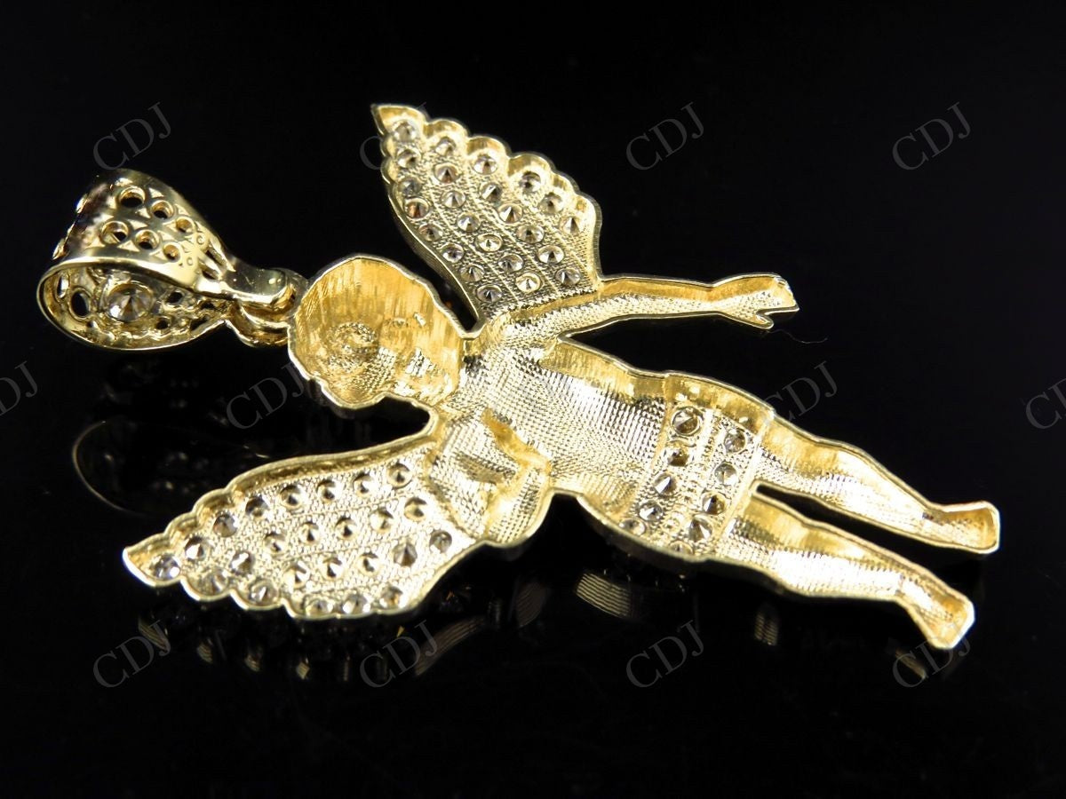 925 Sterling Silver Moissanite Simulated Diamond Angel Pendant Hip Hop Pendent CustomDiamJewel