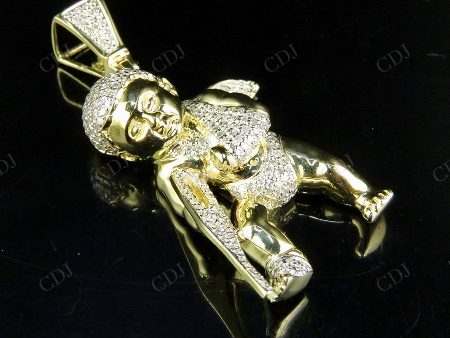 0.92 CTW 925 Sterling Silver Moissanite Angel Men's Charm Pendant Hip Hop Pendent CustomDiamJewel
