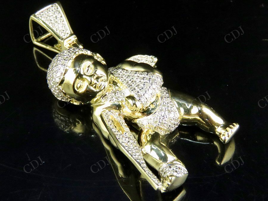 0.92 CTW 925 Sterling Silver Moissanite Angel Men's Charm Pendant Hip Hop Pendent CustomDiamJewel