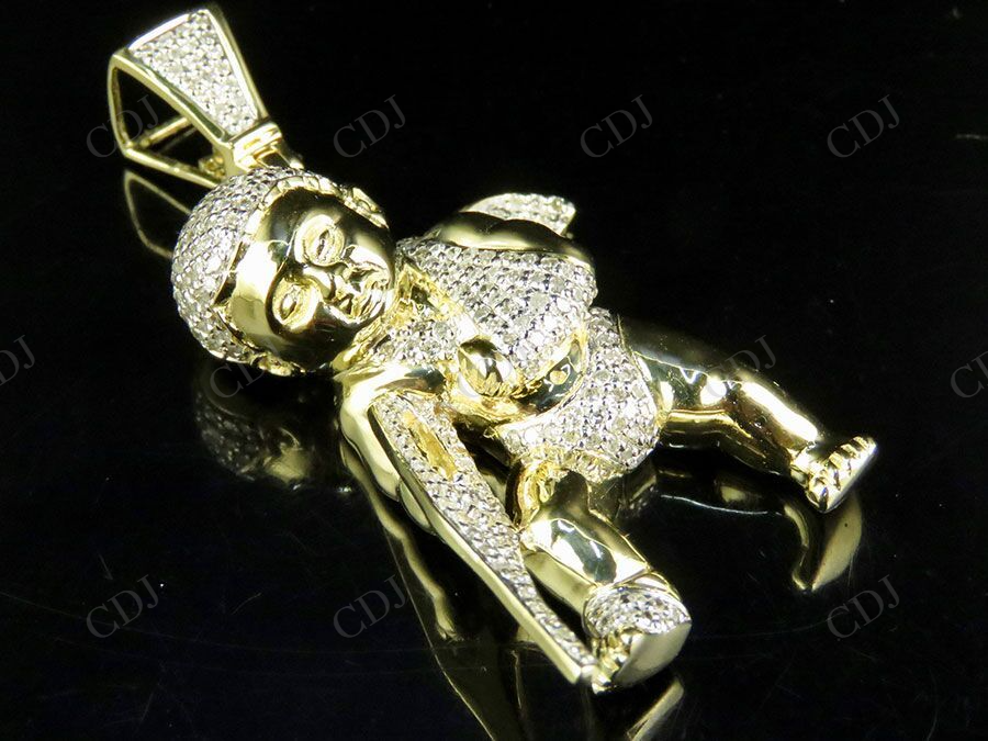 0.92 CTW 925 Sterling Silver Moissanite Angel Men's Charm Pendant Hip Hop Pendent CustomDiamJewel