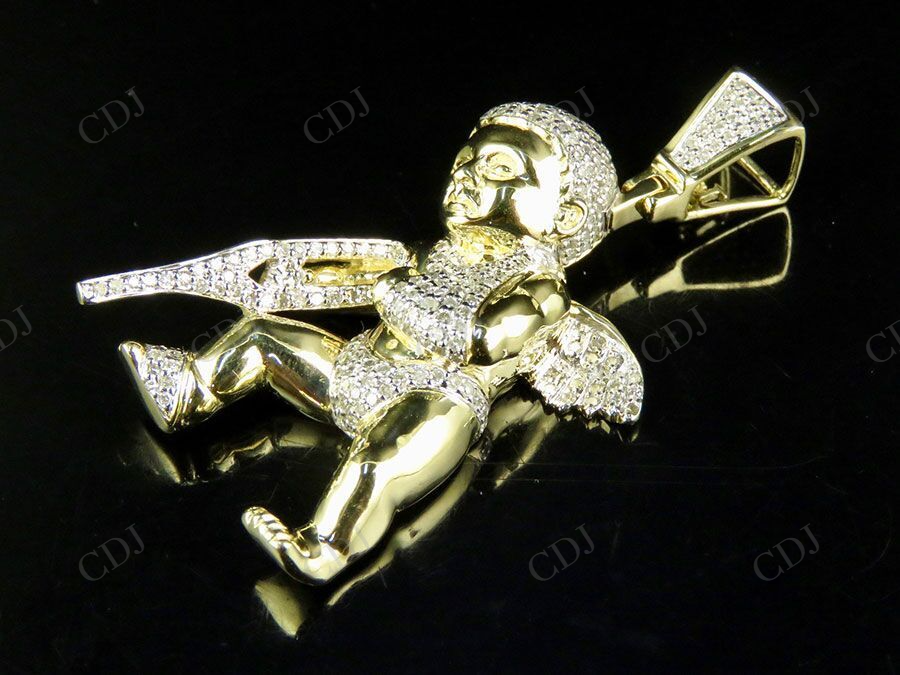 0.92 CTW 925 Sterling Silver Moissanite Angel Men's Charm Pendant Hip Hop Pendent CustomDiamJewel