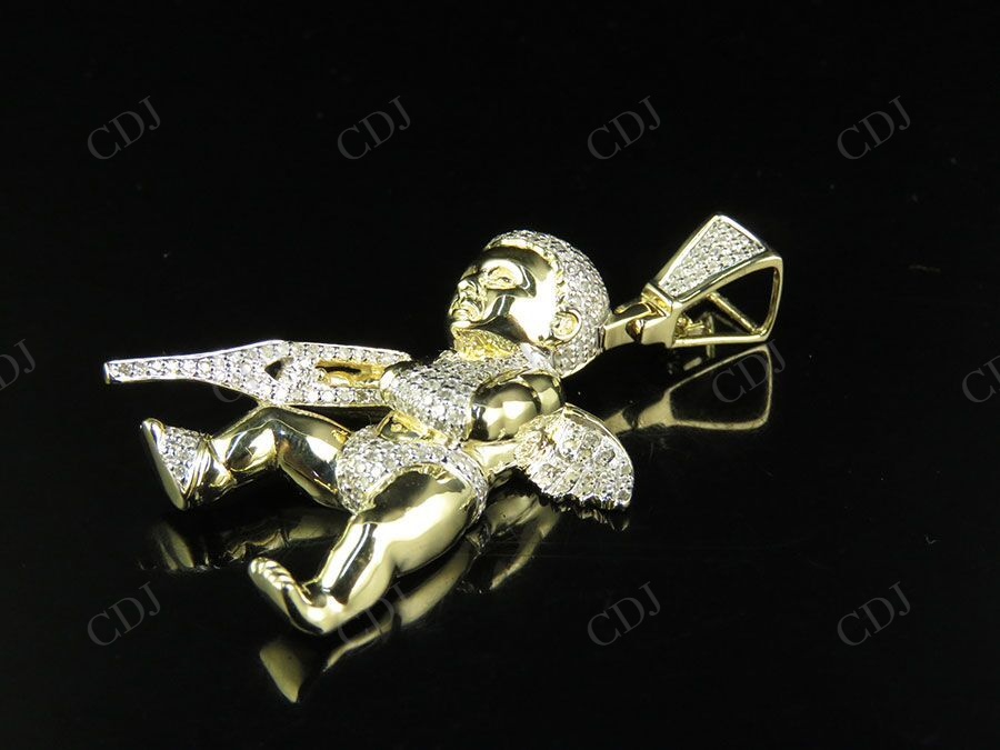 0.92 CTW 925 Sterling Silver Moissanite Angel Men's Charm Pendant Hip Hop Pendent CustomDiamJewel
