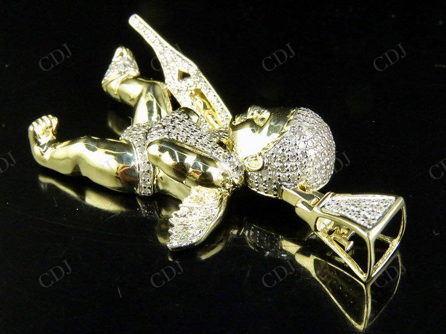 0.92 CTW 925 Sterling Silver Moissanite Angel Men's Charm Pendant Hip Hop Pendent CustomDiamJewel