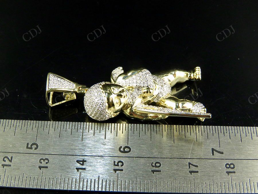 0.92 CTW 925 Sterling Silver Moissanite Angel Men's Charm Pendant Hip Hop Pendent CustomDiamJewel