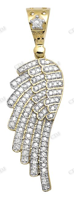 VVS Two Tone Moissanite Single Angel Wing Diamond Pendant Hip Hop Pendent CustomDiamJewel