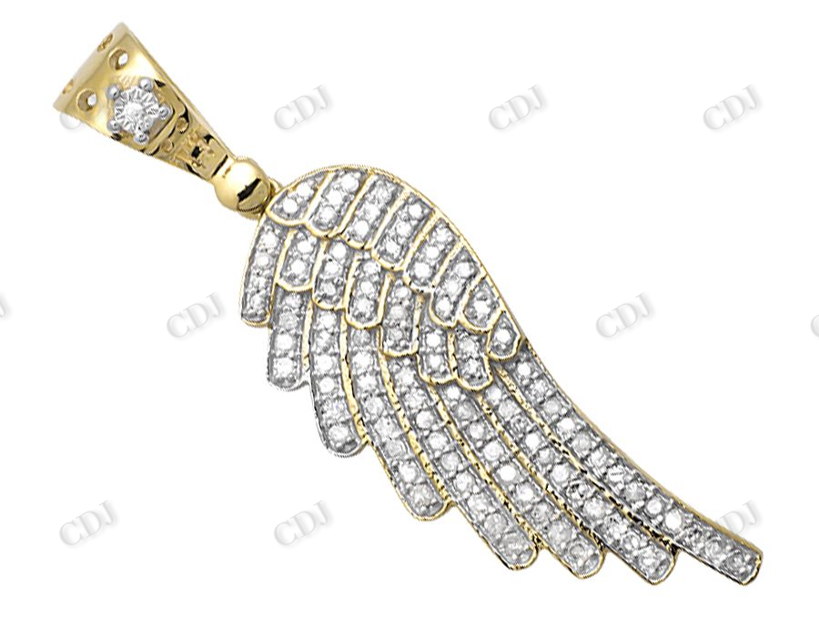 VVS Two Tone Moissanite Single Angel Wing Diamond Pendant Hip Hop Pendent CustomDiamJewel