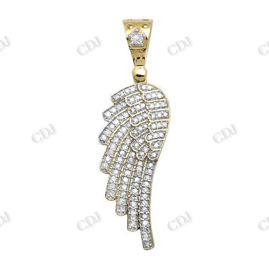 VVS Two Tone Moissanite Single Angel Wing Diamond Pendant Hip Hop Pendent CustomDiamJewel