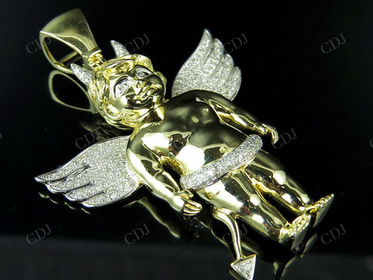 Sterling Silver Moissanoite Devil Angel Diamond Pendant Charm Hip Hop Pendent CustomDiamJewel