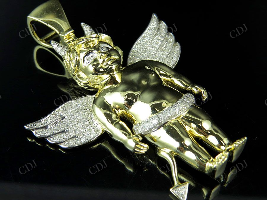 Sterling Silver Moissanite Devil Angel Diamond Pendant Charm Hip Hop Pendent CustomDiamJewel