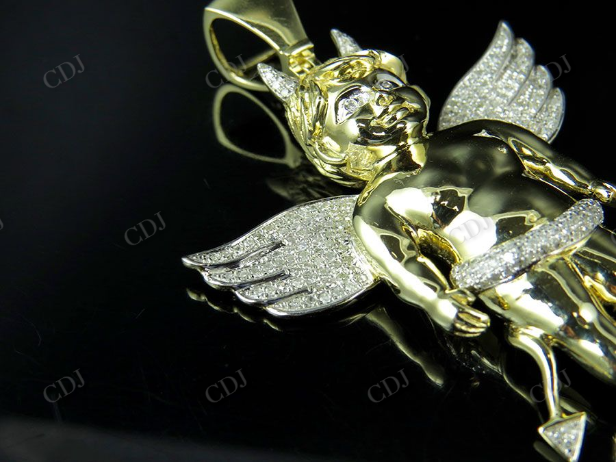 Sterling Silver Moissanite Devil Angel Diamond Pendant Charm Hip Hop Pendent CustomDiamJewel