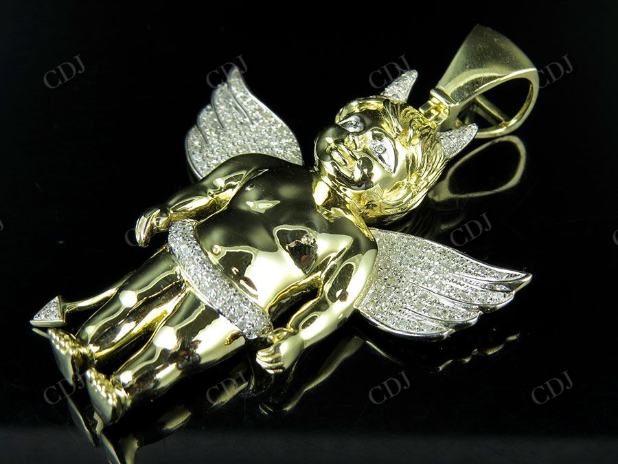 Sterling Silver Moissanite Devil Angel Diamond Pendant Charm Hip Hop Pendent CustomDiamJewel