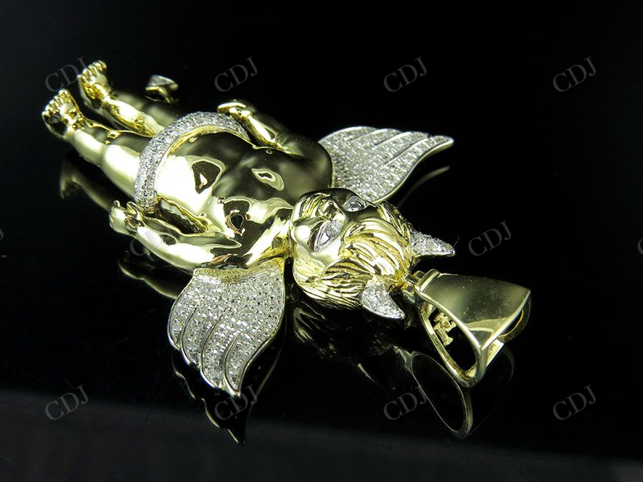 Sterling Silver Moissanite Devil Angel Diamond Pendant Charm Hip Hop Pendent CustomDiamJewel