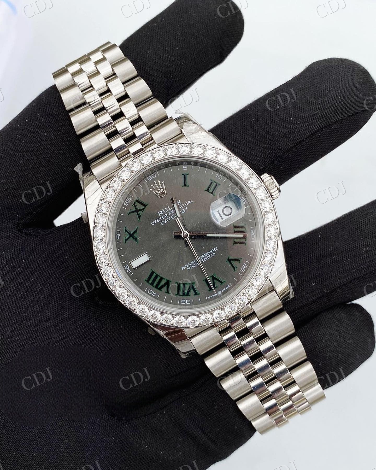 Full White Rolex Jubilee Ballet 1 Row On Bezel Moissanite Diamond Set Hip Hop Watch hip hop jewelry CustomDiamJewel