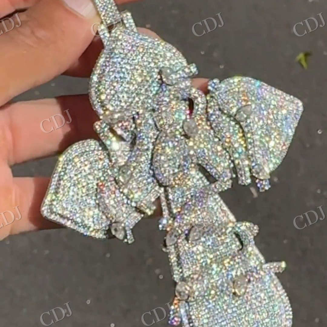 Custom VVS Moissanite Diamond 925 Silver Cross Pendant  customdiamjewel   