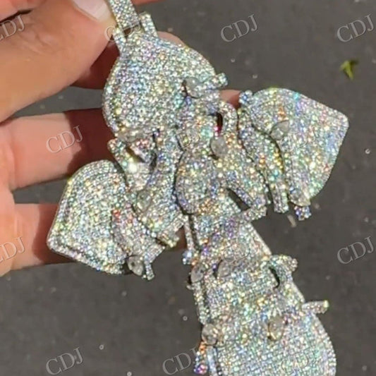 Custom VVS Moissanite Diamond 925 Silver Cross Pendant  customdiamjewel   
