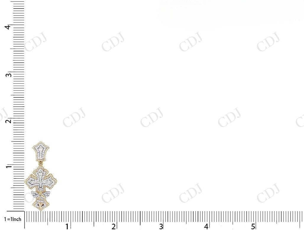 Sterling Silver Moissanite Two Tone Angel Cross Diamond Pendant Hip Hop Pendent CustomDiamJewel