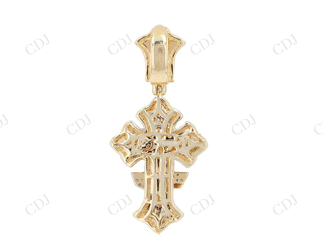 Sterling Silver Moissanite Two Tone Angel Cross Diamond Pendant Hip Hop Pendent CustomDiamJewel