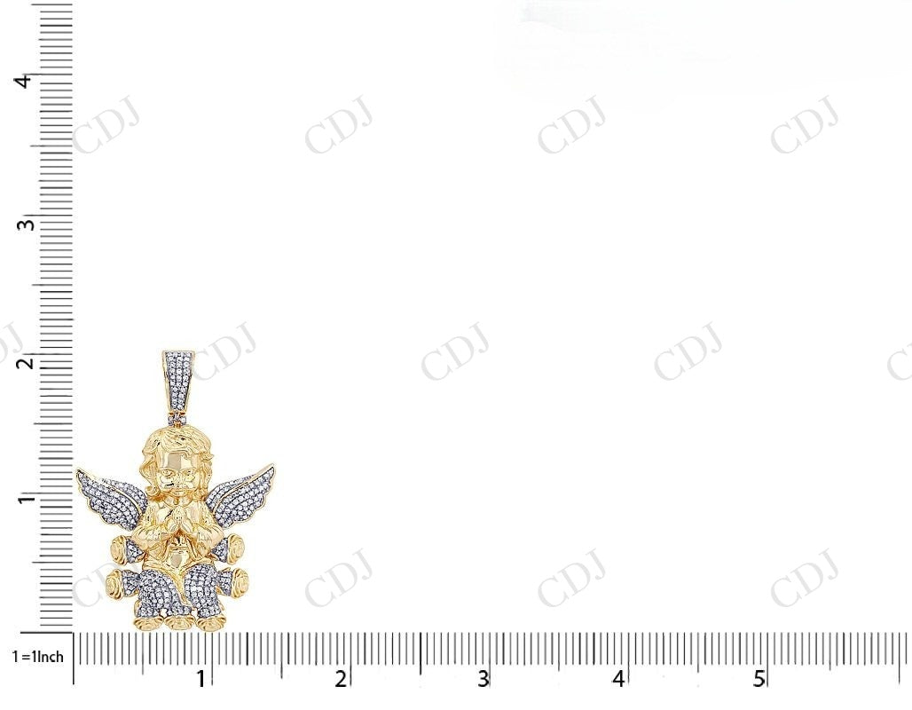 Two Tone Sterling Silver Moissanite Angel Wings Pendant Hip Hop Pendent CustomDiamJewel