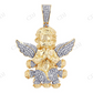 Two Tone Sterling Silver Moissanite Angel Wings Pendant Hip Hop Pendent CustomDiamJewel