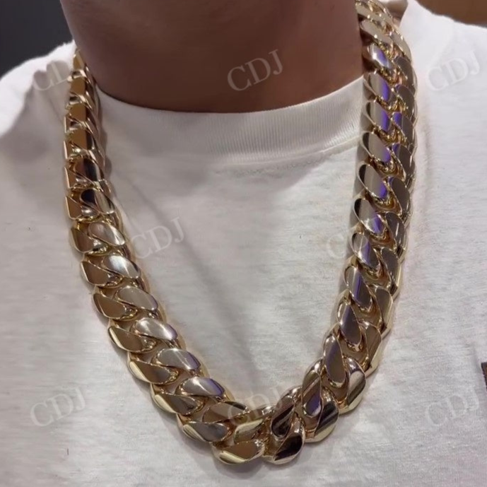 Hip Hop Stainless Steel Gold Finish Miami Cuban Link Chain  customdiamjewel   