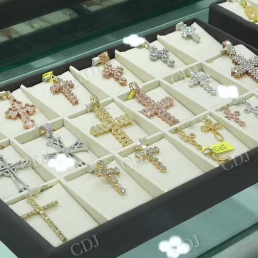 Moissanite Diamond Cross Pendants Sterling Silver Hip Hop Jewelry  customdiamjewel   