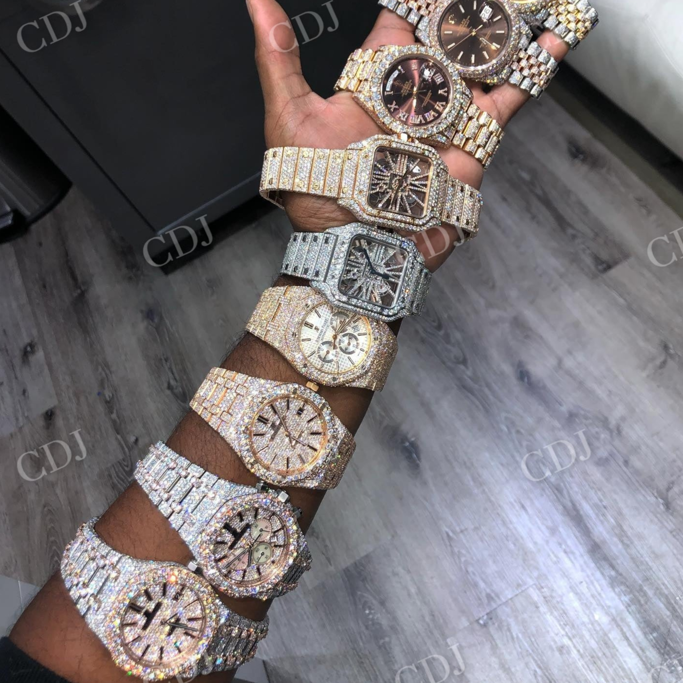Classic 41mm Full Iced Out Date Just Hip Hop Diamond Watch For Men customdiamjewel