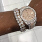 Fully Iced Out Rose White Hip Hop Date Just Rolex Cheap Moissanite Watch customdiamjewel