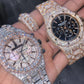 Full Iced Out Handmade Natural Diamond AP Chrono Bust Down Watch customdiamjewel
