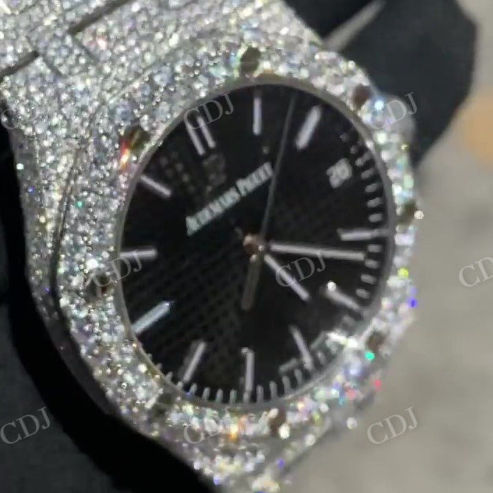 36mm Full White Hip Hop Black Dial Audemars Piguet Watch For Women customdiamjewel