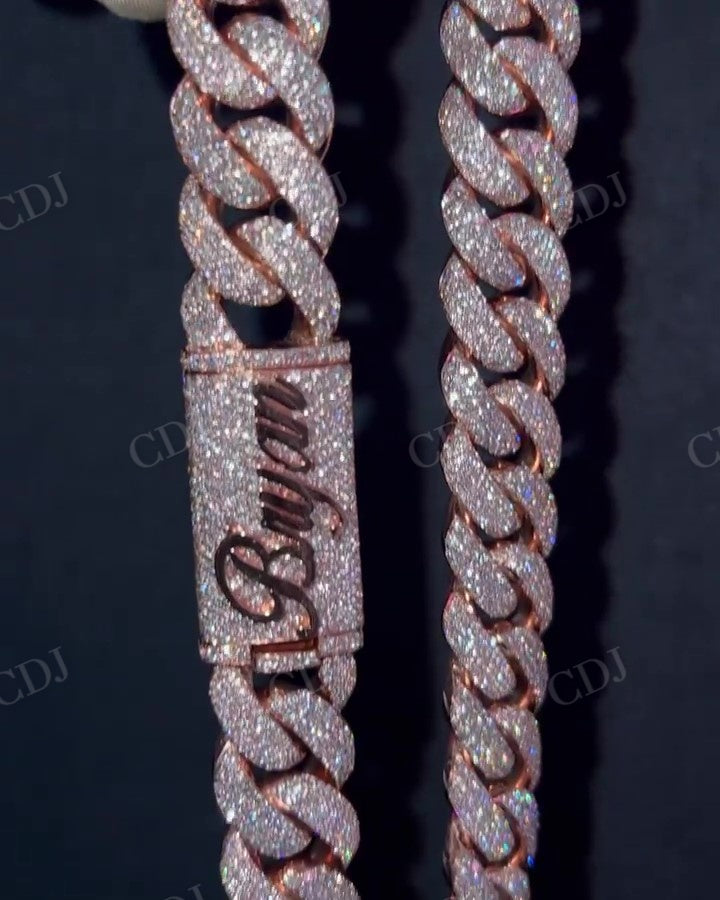 Hip Hop Sterling Silver Gold Plated Cuban Chain Moissanite  customdiamjewel   