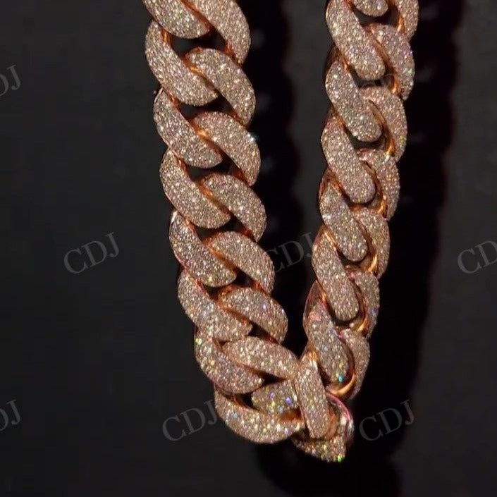 Hip Hop Sterling Silver Gold Plated Cuban Chain Moissanite  customdiamjewel   