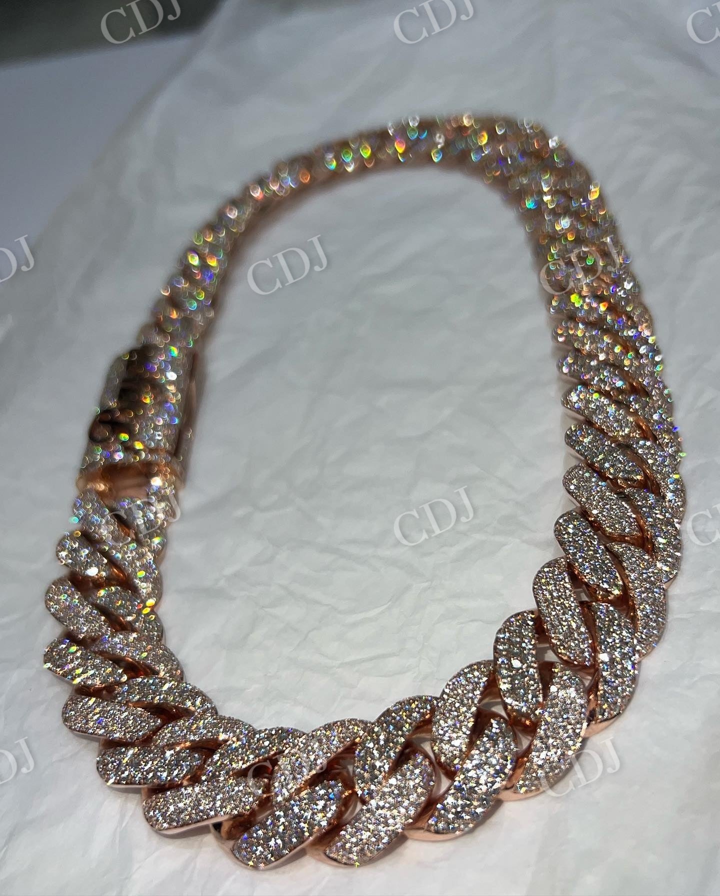 Hip Hop Sterling Silver Gold Plated Cuban Chain Moissanite  customdiamjewel   