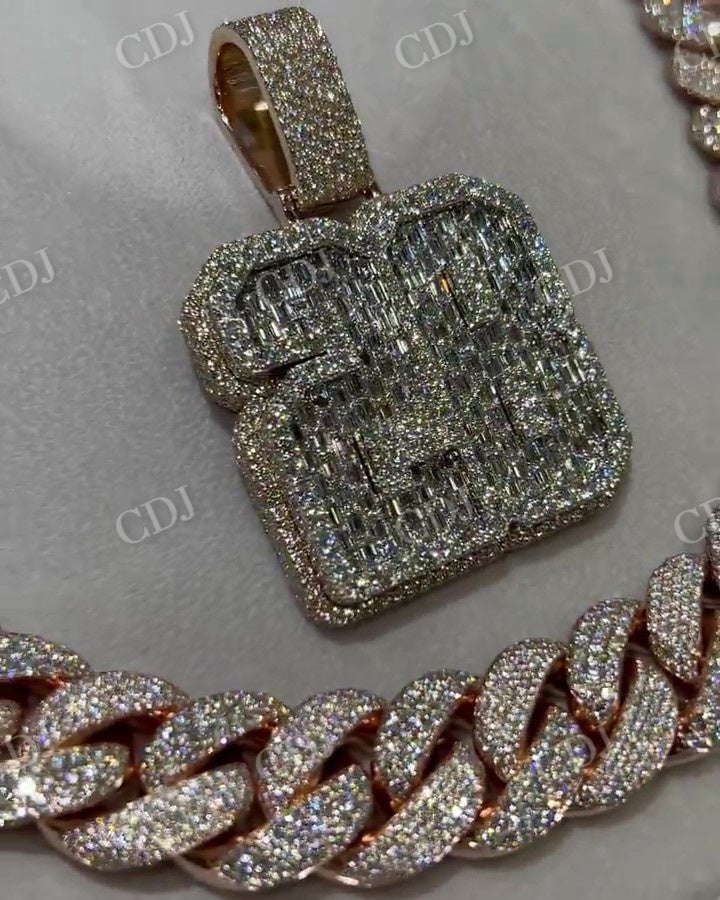 Hip Hop Sterling Silver Gold Plated Cuban Chain Moissanite  customdiamjewel   