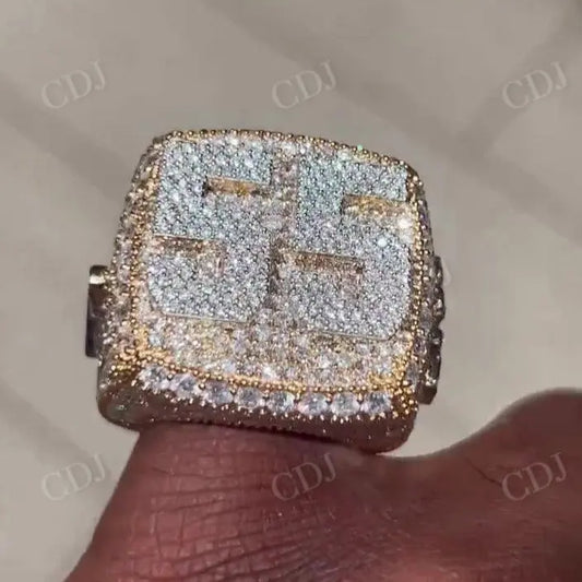 55 Number Iced Out Vvs Diamond Hip Hop 3d Rappers Ring Jewelry  customdiamjewel   